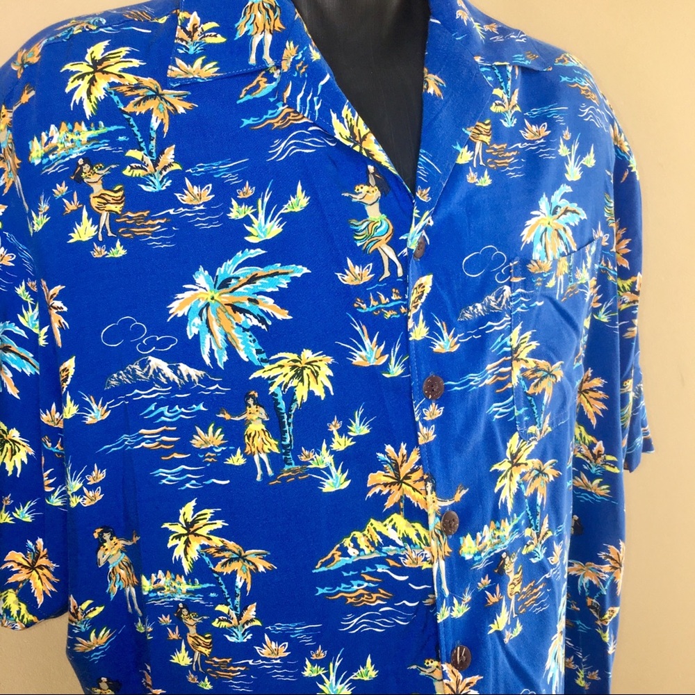 KING SIZE Mens Blue Hawaii Shirt 2XL TALL Hawaiian